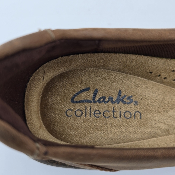 6N - NARROW - Clarks Roseville Sky Women's Slip-Ons, Mahogany Leather, Like New! - Picture 7 of 16